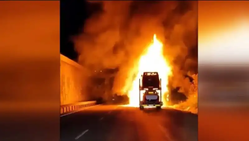 Otomobil Yüklü Tırda Yangın: 8 Araç Küle Döndü